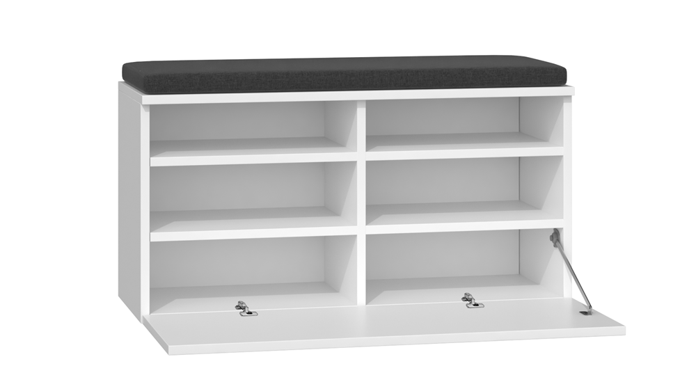 Scarpiera Aria 85 cm con Seduta – Bianco Opaco