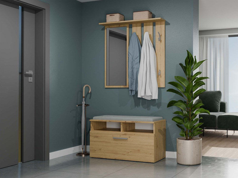 Scarpiera Aria 85 cm con Seduta – Rovere Artisan
