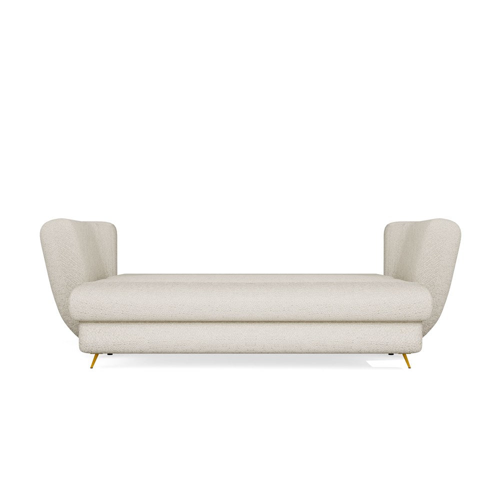 Divano Saris 3 Posti con Funzione Letto – Beige Gambe Oro 248x104x99 cm