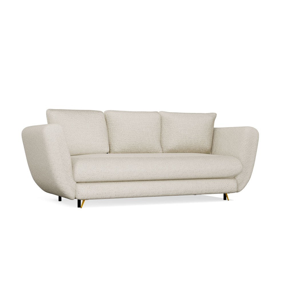 Divano Saris 3 Posti con Funzione Letto – Beige Gambe Oro 248x104x99 cm