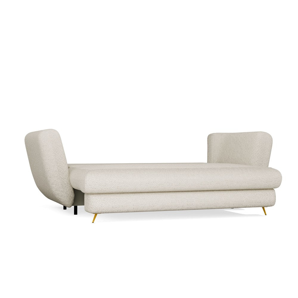 Divano Saris 3 Posti con Funzione Letto – Beige Gambe Oro 248x104x99 cm