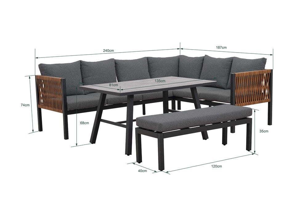 Set da Giardino Texas Angolare 6 Posti – Grigio