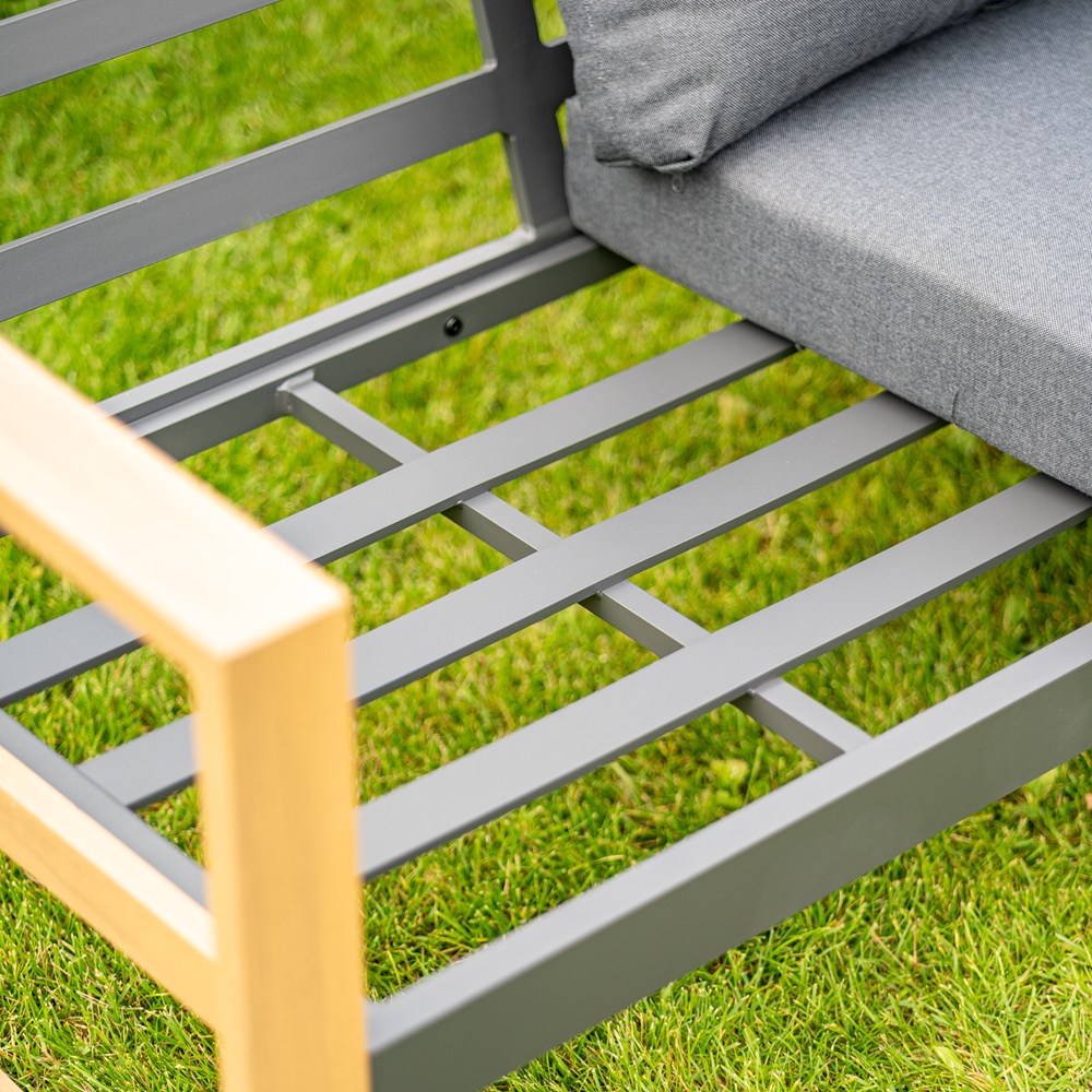 Set Giardino Sera Sofa + 2 Poltrone + Tavolo – Antracite/Marrone