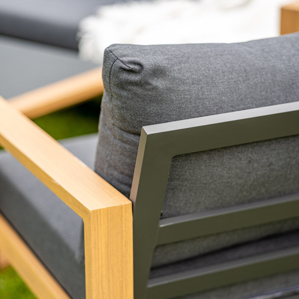 Set Giardino Sera Sofa + 2 Poltrone + Tavolo – Antracite/Marrone