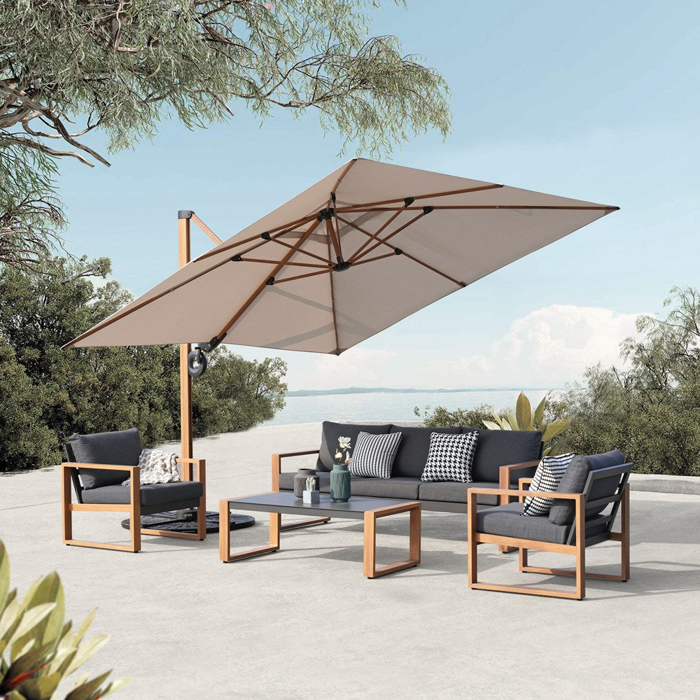 Set Giardino Sera Sofa + 2 Poltrone + Tavolo – Antracite/Marrone