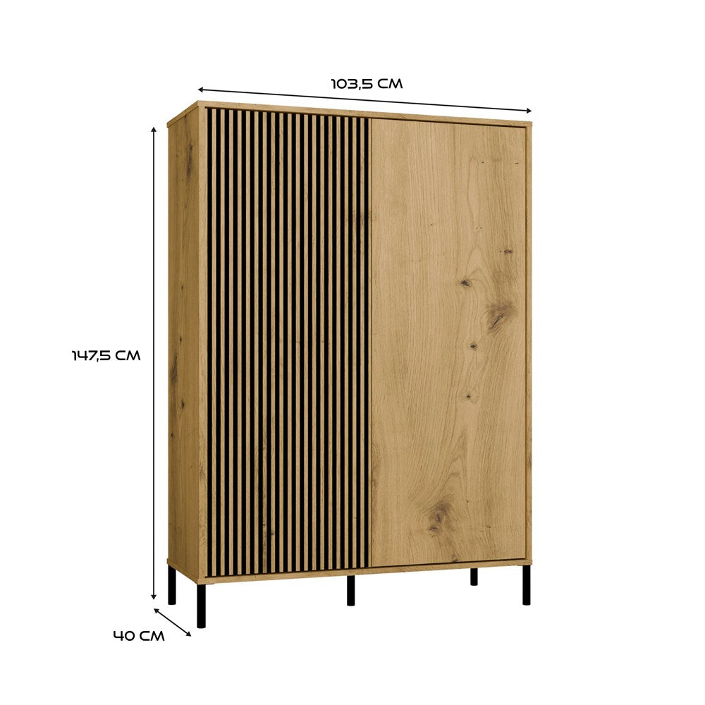 Vetrina 2 Ante Rovere Artisan – Ante Lisce e Scanalate 103x40x148 cm