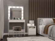 Toeletta con Specchio Illuminato LED e Cassetti Bianca per Camera da Letto