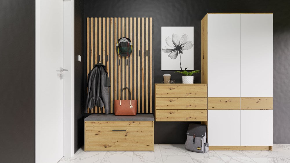 Scarpiera Nobile 100 cm con Seduta e Vano – Rovere Artisan