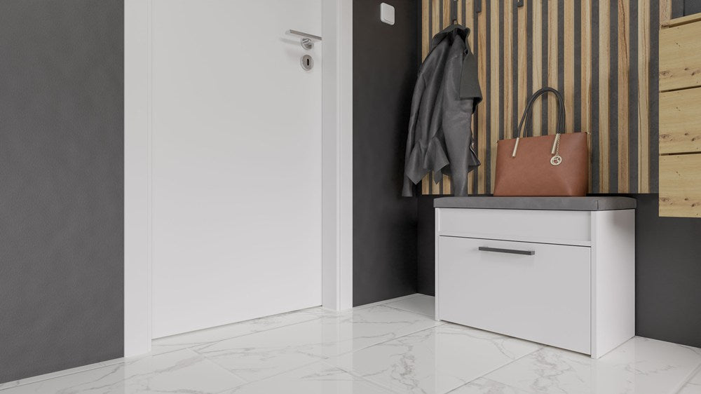 Scarpiera Nobile 60 cm con Seduta e Vano – Bianca