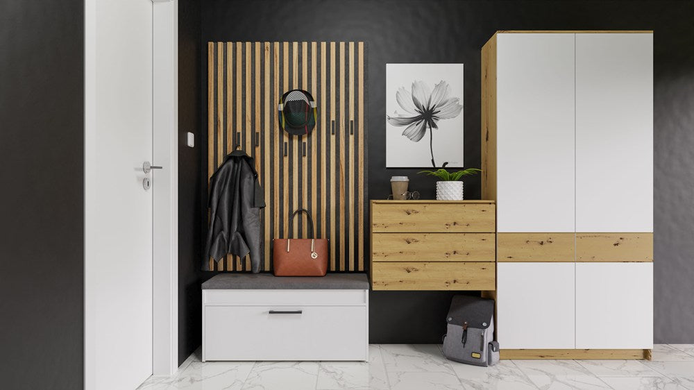 Scarpiera Nobile 100 cm con Seduta e Vano – Bianco Opaco