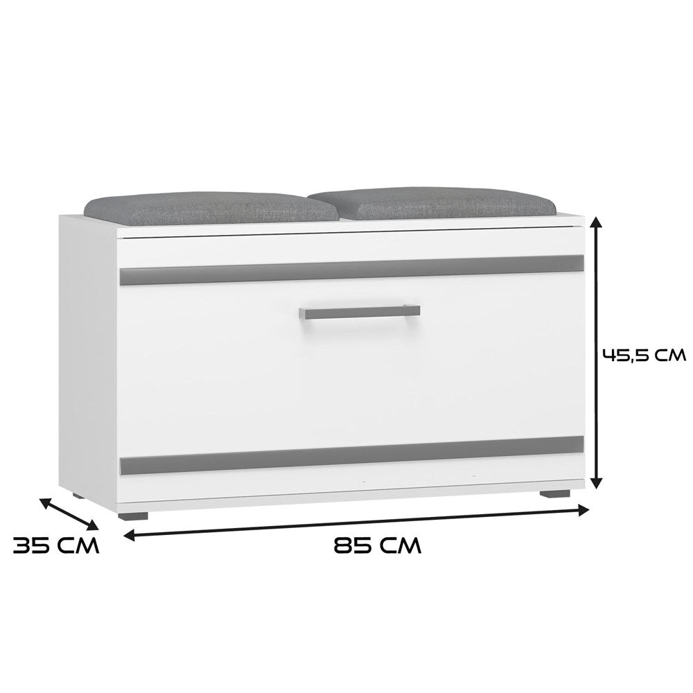 Scarpiera Aura 85 cm con Seduta – Bianco Opaco