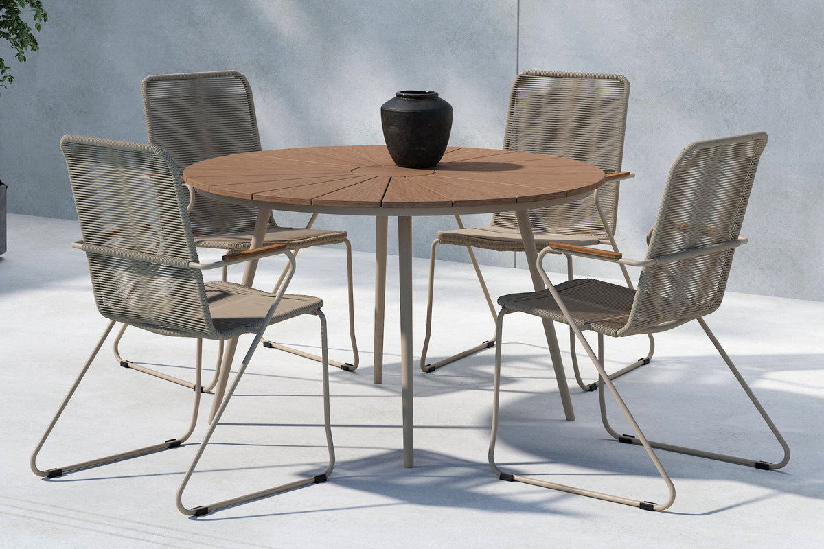 Set da Pranzo San Vito Beige Legno + 4 Sedie Bois