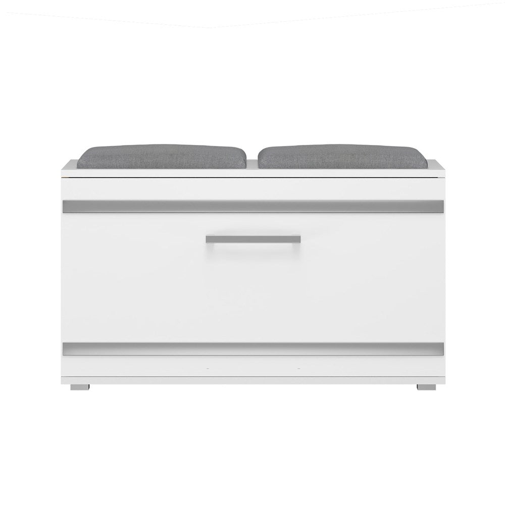 Scarpiera Aura 85 cm con Seduta – Bianco Opaco