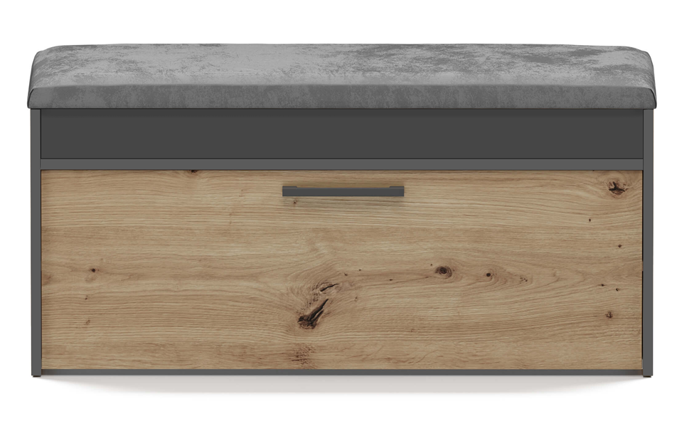 Scarpiera Nobile 100 cm con Seduta e Vano – Antracite Rovere Artisan