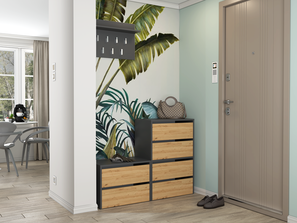 Scarpiera Aria 60 cm 2 Ante – Antracite Rovere