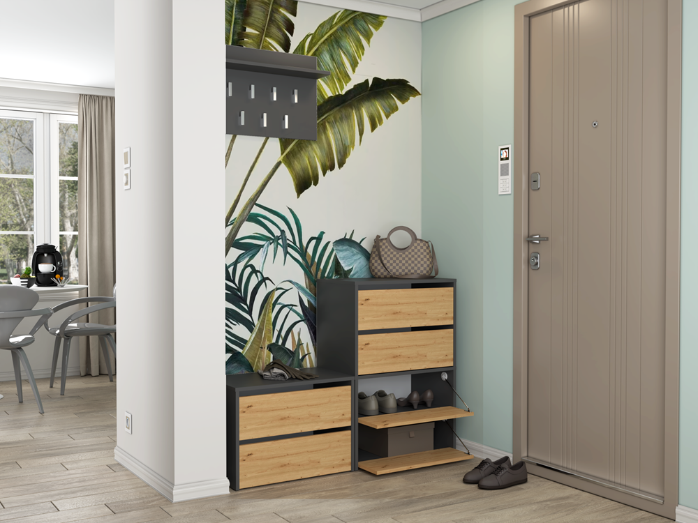 Scarpiera Aria 60 cm 2 Ante – Antracite Rovere