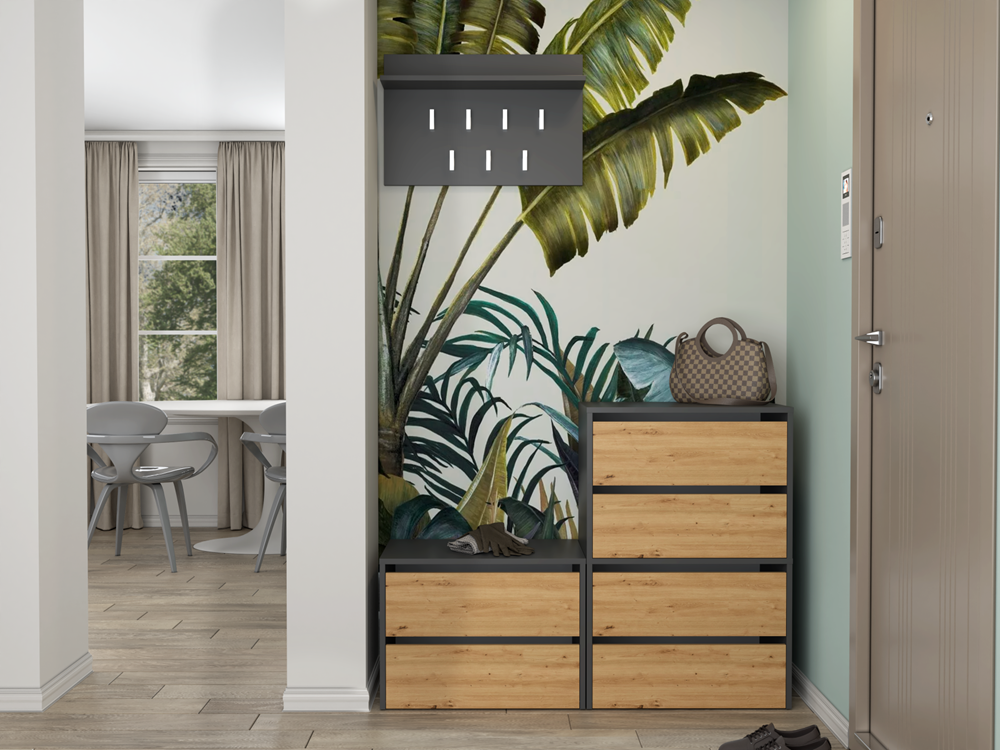 Scarpiera Aria 60 cm 2 Ante – Antracite Rovere