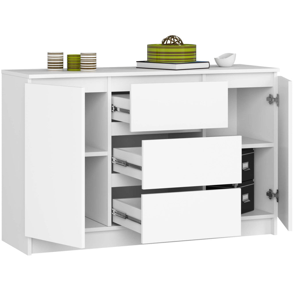 Cassettiera Nobile 3 Cassetti 2 Ante – Bianca 120x40x77 cm