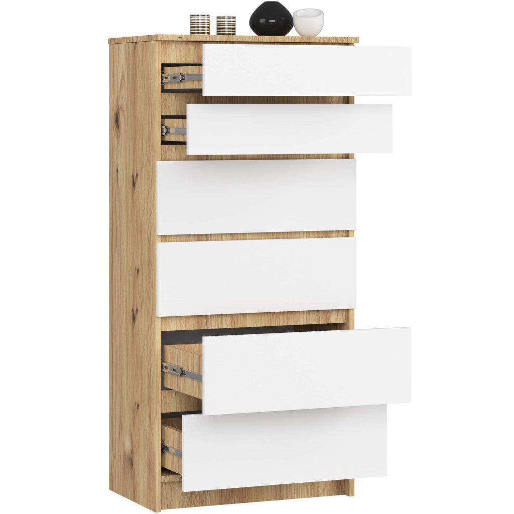 Cassettiera Nobile 6 Cassetti – Artisan/Bianco 60x40x130 cm