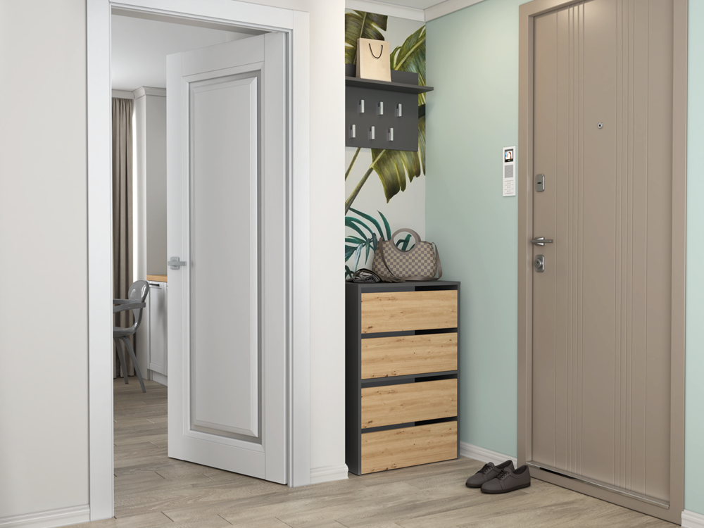 Scarpiera Aria 60 cm 2 Ante – Antracite Rovere