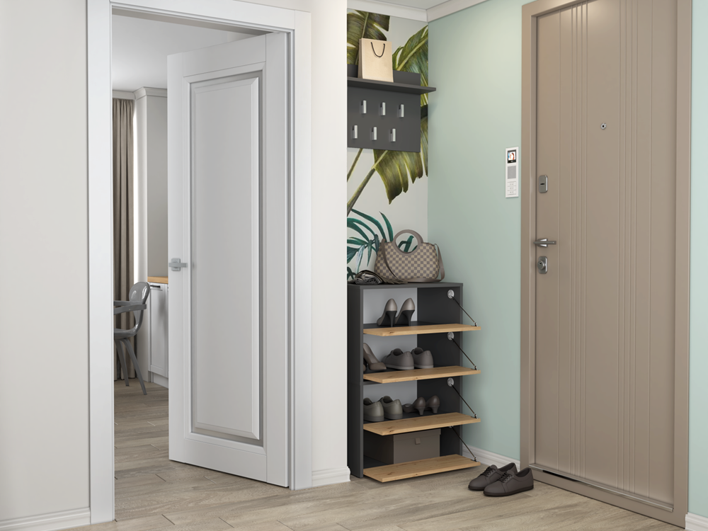 Scarpiera Aria 60 cm 2 Ante – Antracite Rovere