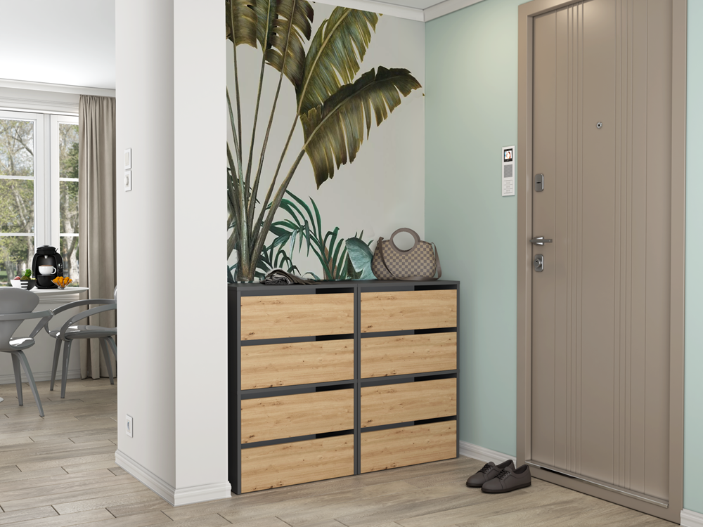 Scarpiera Aria 60 cm 2 Ante – Antracite Rovere