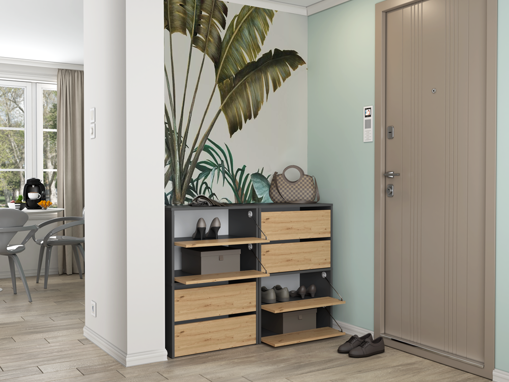 Scarpiera Aria 60 cm 2 Ante – Antracite Rovere