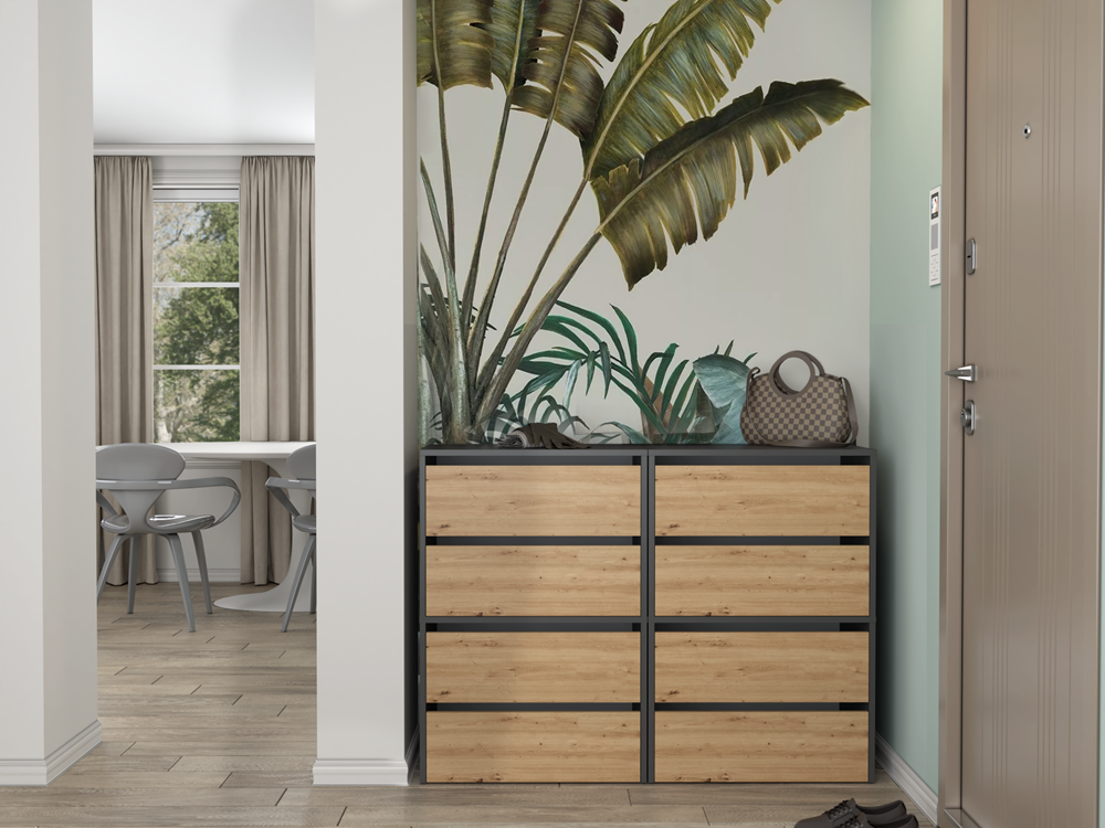 Scarpiera Aria 60 cm 2 Ante – Antracite Rovere