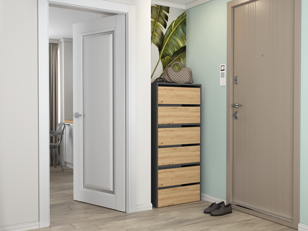 Scarpiera Aria 60 cm 2 Ante – Antracite Rovere