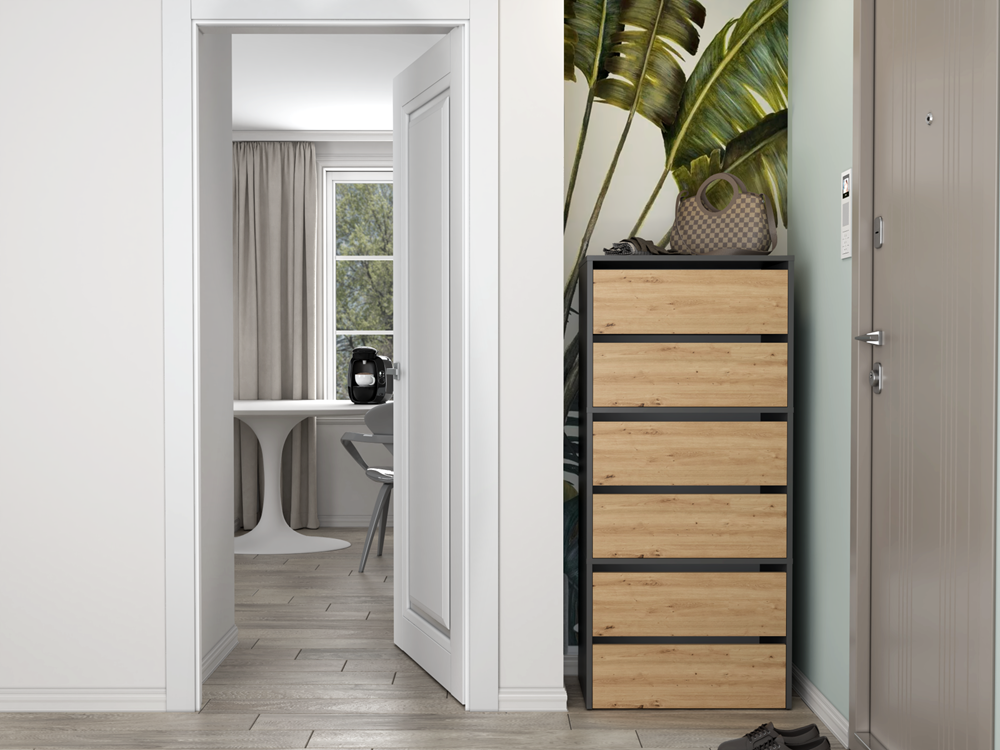 Scarpiera Aria 60 cm 2 Ante – Antracite Rovere