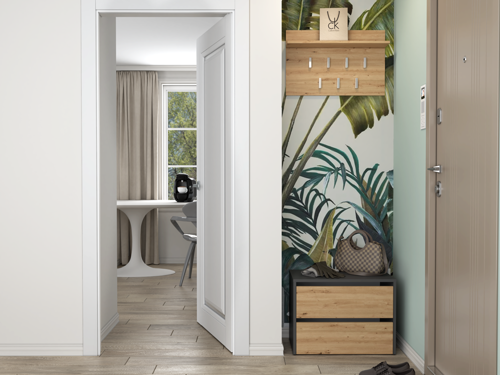 Scarpiera Aria 60 cm 2 Ante – Antracite Rovere