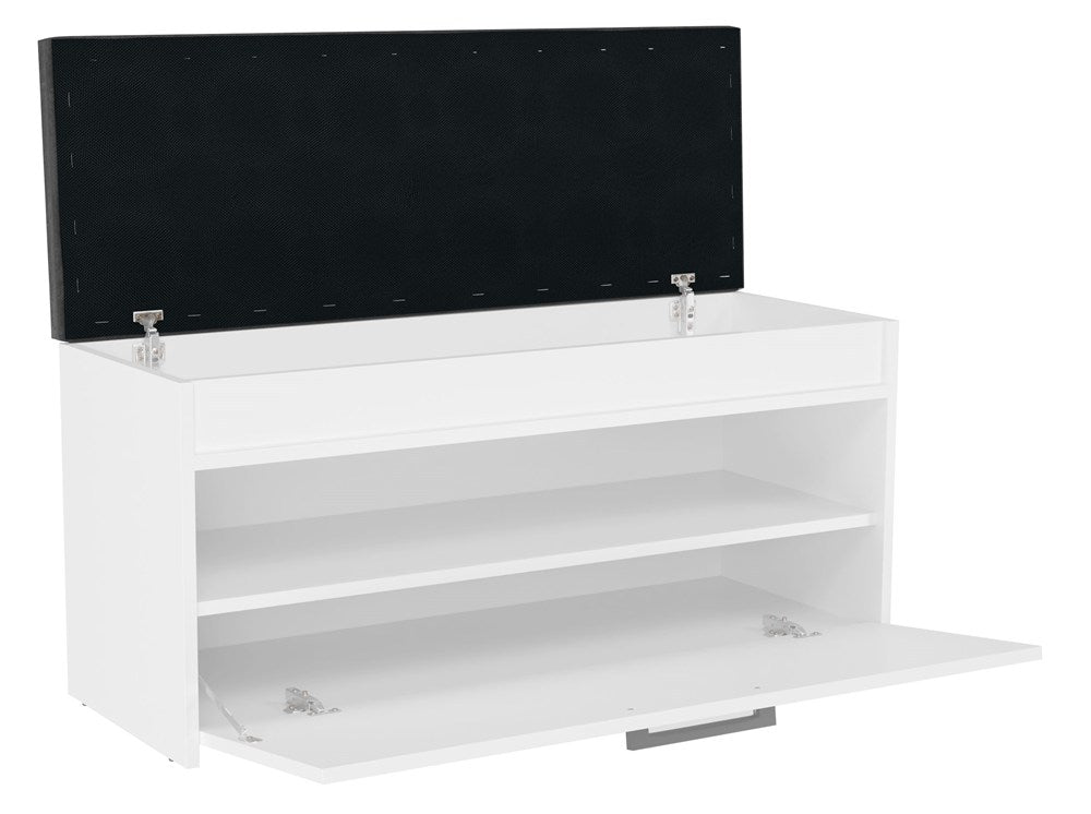 Scarpiera Nobile 100 cm con Seduta e Vano – Bianco Opaco