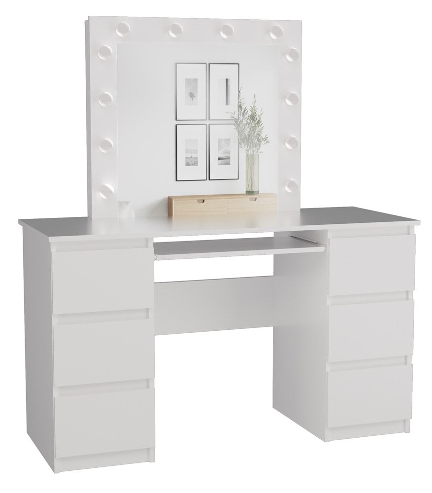 Toeletta Aura con Specchio LED – Bianco 130x51x76 cm