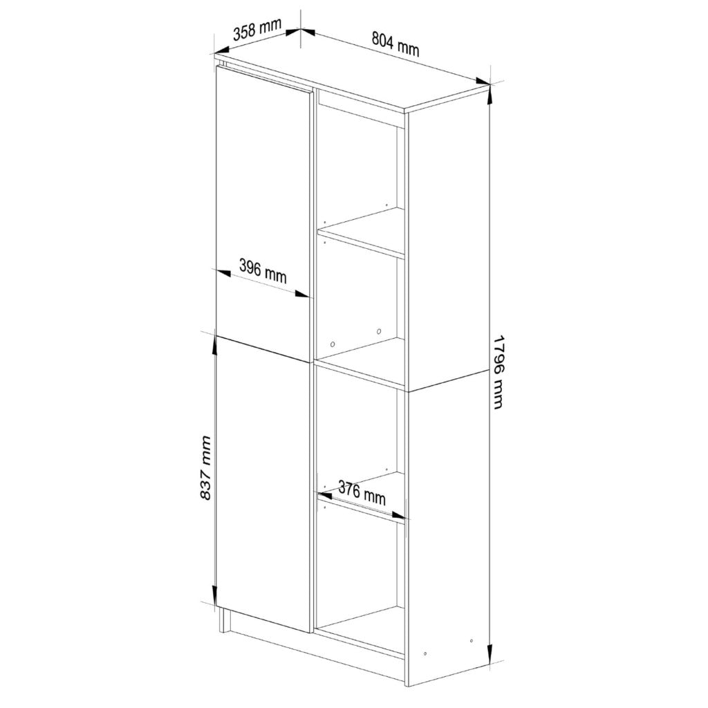 Libreria Sera 80 cm 1 Anta – Rovere/Bianco