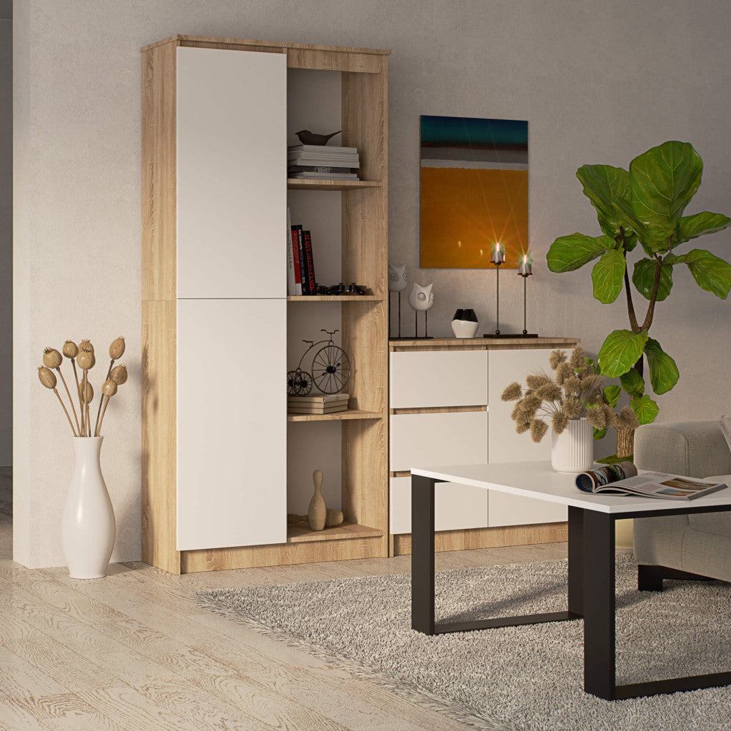 Libreria Sera 80 cm 1 Anta – Rovere/Bianco