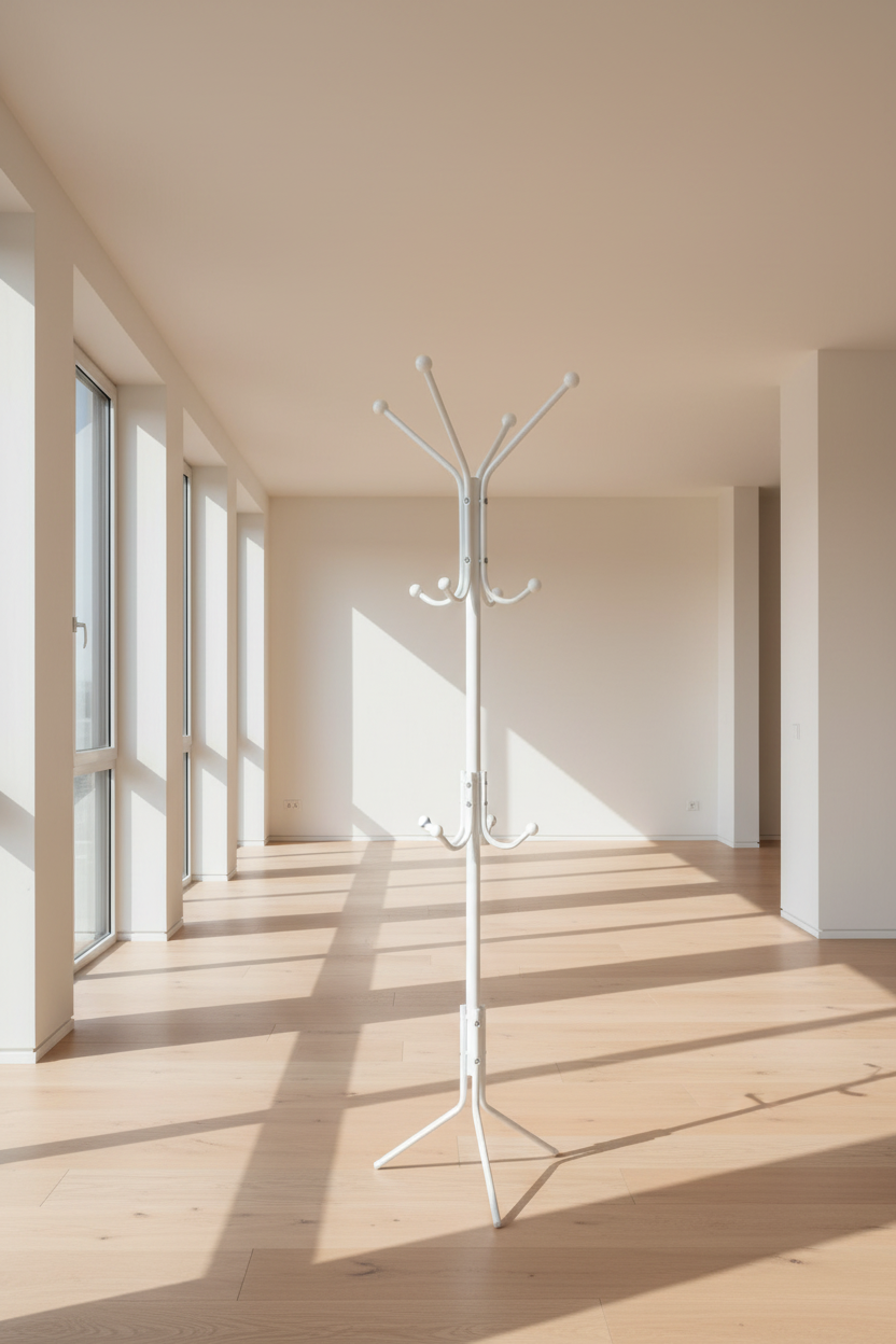 Appendiabiti da Terra Sera 12 Ganci – Bianco 55×55×182 cm
