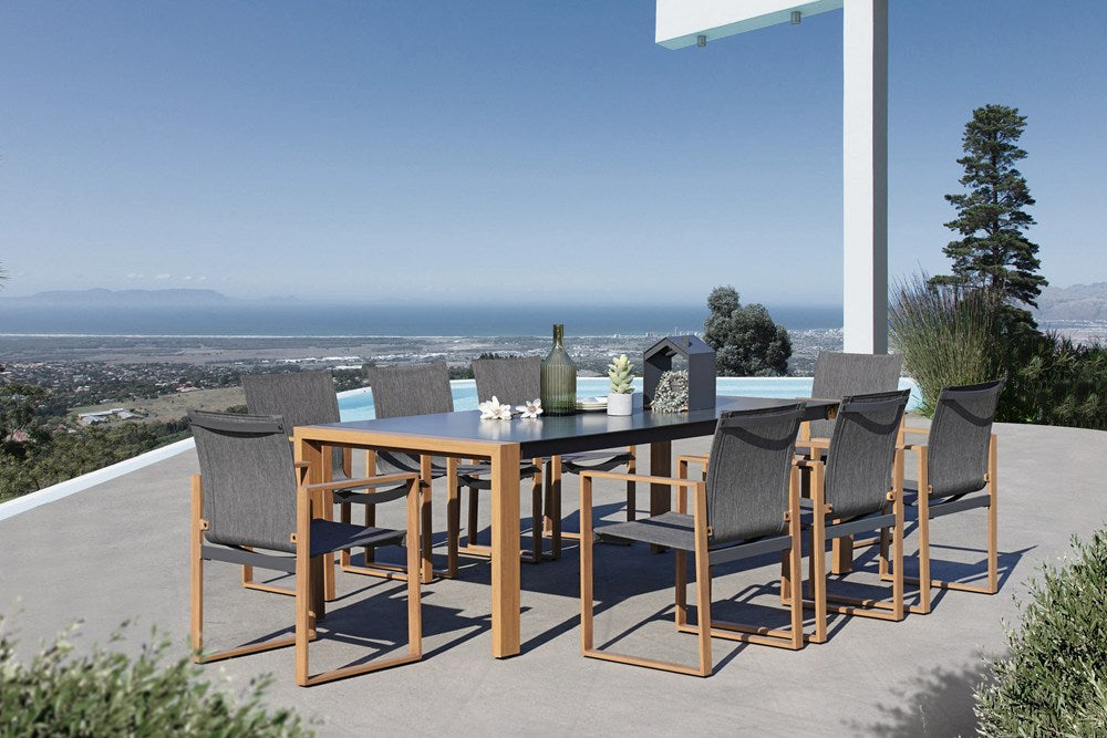 Set Pranzo da Giardino 8 Posti – Alluminio/Vetro Antracite 220x100 cm