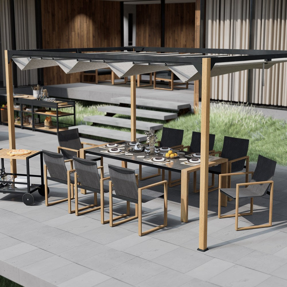 Set Pranzo da Giardino 8 Posti – Alluminio/Vetro Antracite 220x100 cm