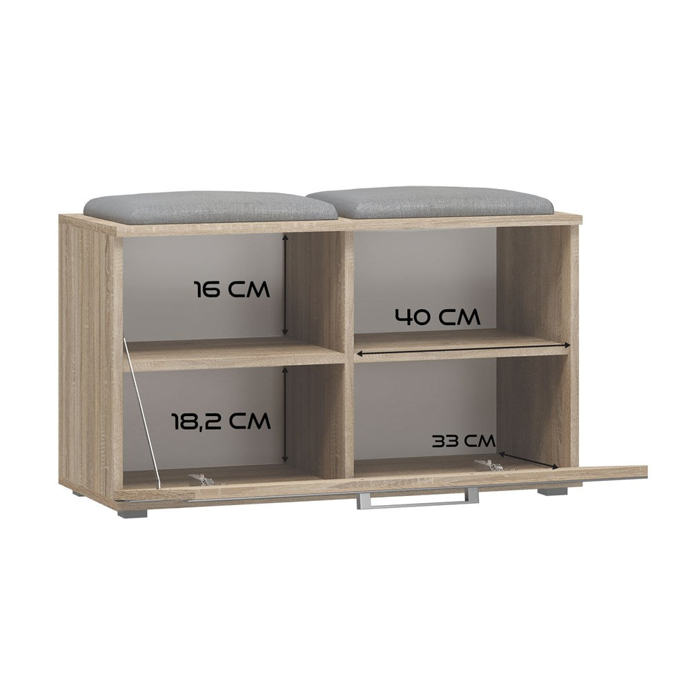 Scarpiera Aura 85 cm con Seduta – Rovere Sonoma